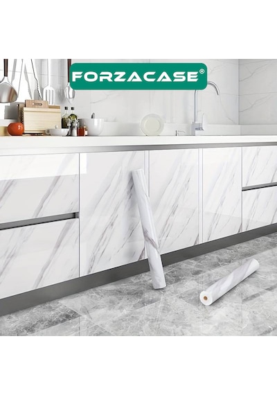 Forzacase Mermer Desenli Beyaz Folyo Kaplama 5 Metre - Fc736