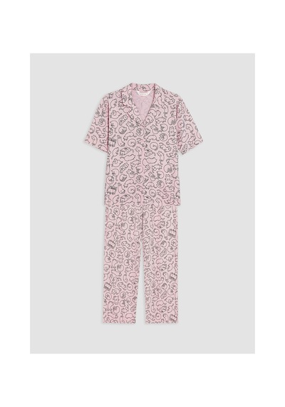 Lcw Dream Pembe Kedi Desenli Kadın Pijama Takım