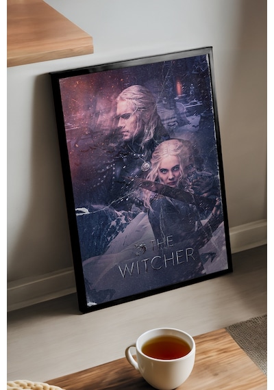 The Witcher Siyah Ahşap Çerçeveli Poster, Dizi Duvar Tablosu