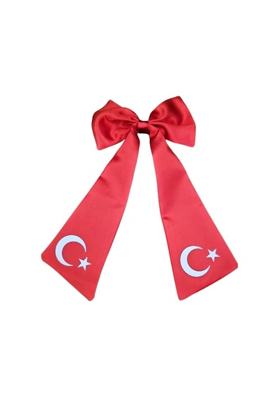 Ay Yıldızlı Fiyonklu Saç Tokası Kırmızı
