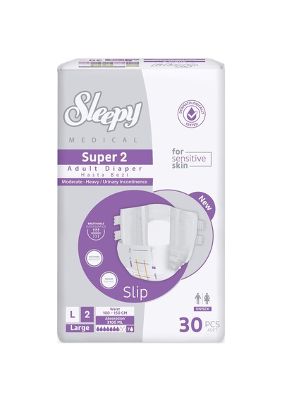 Sleepy Super 2 Large Yetişkin Hasta Bezi Bağlamalı 30'lu 2 Paket - 3100 Ml Süper Emici L