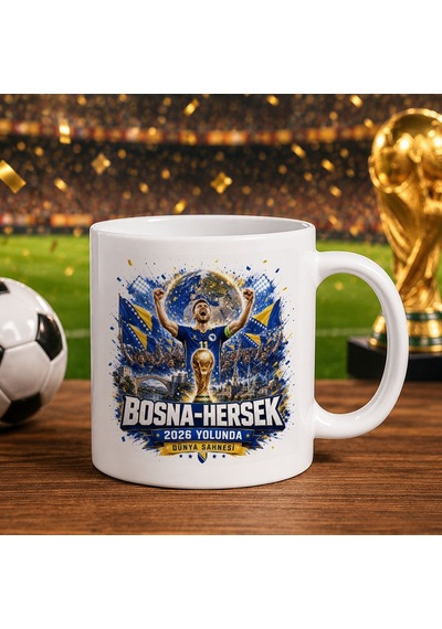 Bk Gift Bosna-hersek Taraftar Temalı Dünya Futbol Kupası Tasarımlı Beyaz Kupa Bardak-3