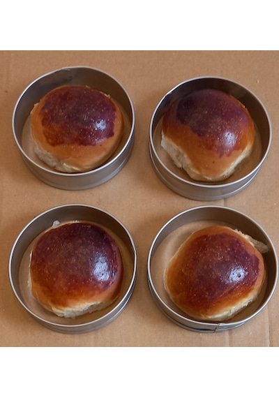 Renuzu Ponçik Ekmek & Hamburger Ekmek Kalıbı 6 Lı Genişlik 8,5cm Derinlik 3,5cm Paslanmaz Krom 304 Metal