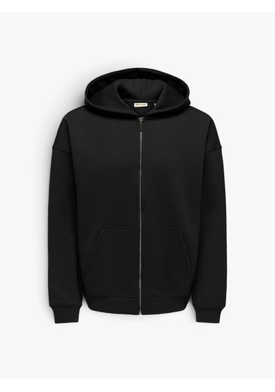 Only & Sons Onsceres Ovz Zıp Hoodıe Sweat Noos Erkek Siyah Sweatshirt - 5096084