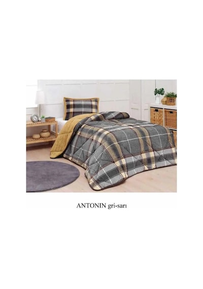 Comforter Tek Kişilik Yorgan Seti - Antoin Gri Sarı Sarı