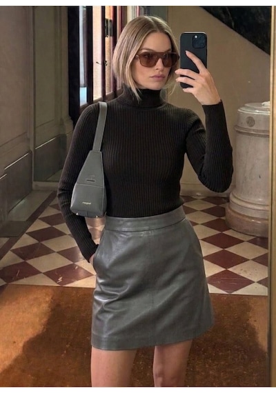 Onno Style Women Fitilli Balıkcı Yaka Basic Kazak SIYAH
