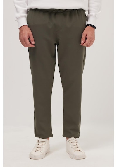 Tudors Erkek Regular Fit Beli Lastikli Bağcıklı Jogger Haki Pantolon Rahat Kesim Yan Cepli-36900 Haki