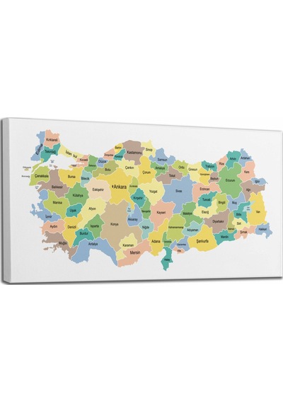 Türkiye Haritası Kanvas Tablo Eğitici ve Öretici Dekoratif Tablo Tablo 3130