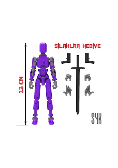 Robot 13 Dummy Mor Gri Tüm Eklemleri Hareketli Aksiyon Figürü Oyuncak
