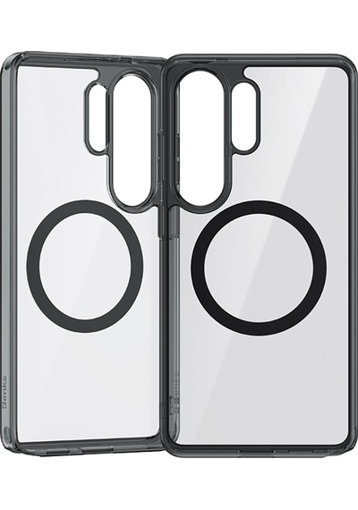 Galaxy S26 Ultra Uyumlu Kılıf M-safe Şarj Özellikli Benks Crystal Serisi Şeffaf Kapak Siyah Siyah