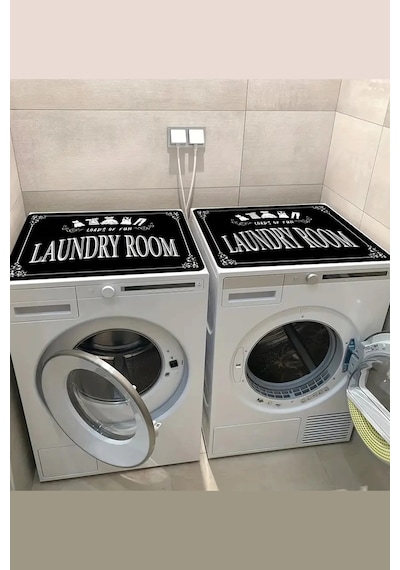 Valerine Life Çamaşır Ve Kurutma Makinesi Matı Örtüsü 60x60cm Kaymaz Sıvı Geçirmez Silinebilir Koruy Siyah