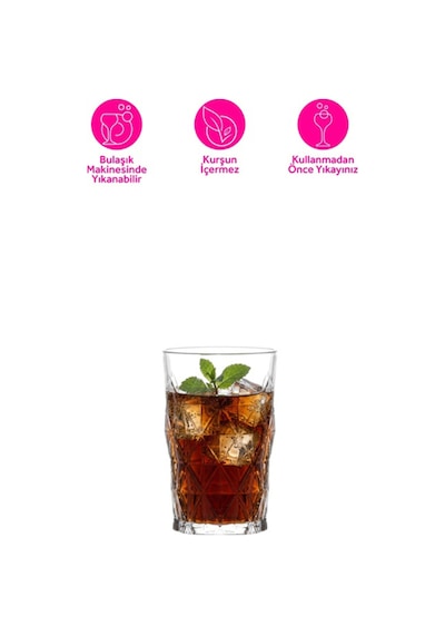 Lav Keops Cam Meşrubat Bardağı 6'lı 460 ml (Büyük Su/Kokteyl/Soğuk Kahve Bardağı )