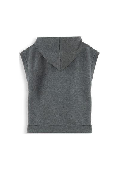 Denokids Erkek Çocuk Kapüşonlu Kolsuz Sweatshirt - Gri