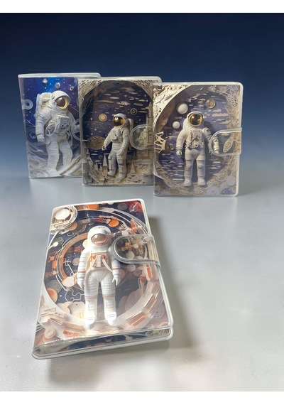 3d Görünümlü Astronot A7 Not Defteri , Çıt Çıtlı Cep Defteri - Turuncu