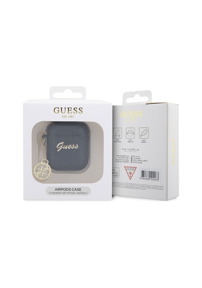 Apple Uyumlu AirPods Kılıf Guess Glitter 4g Charm Exclusive Tasarım Siyah