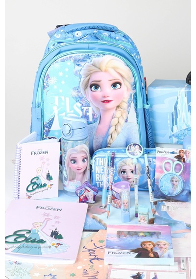 Dekomus Lisanslı Elsa Frozen Ice Glow Colleciton Full Kırtasiye Seti Büyük Boy Okul Çantası,kalem Çantası,beslenme Kabı,matara Altın