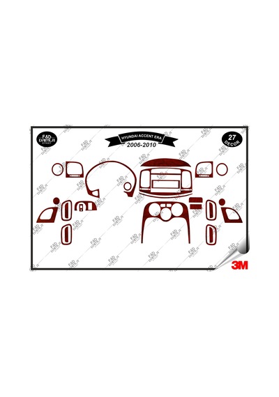 Hyundai Accent Era 2006-2010 Torpido Konsol Trim Göğüs Maun Kaplama Set 27 Parça Maun