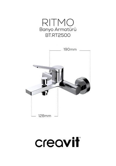Creavit Ritmo Lavabo Banyo Eviye Bataryası 3'lü Set RT1500-RT2500-RT8500 Krom