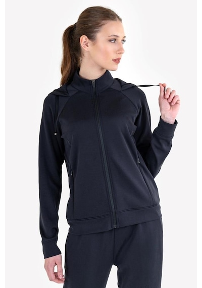 Lescon 23ntbs002109-633 Siyah Kadın Fermuarlı Kapüşonlu Sweatshirt Siyah