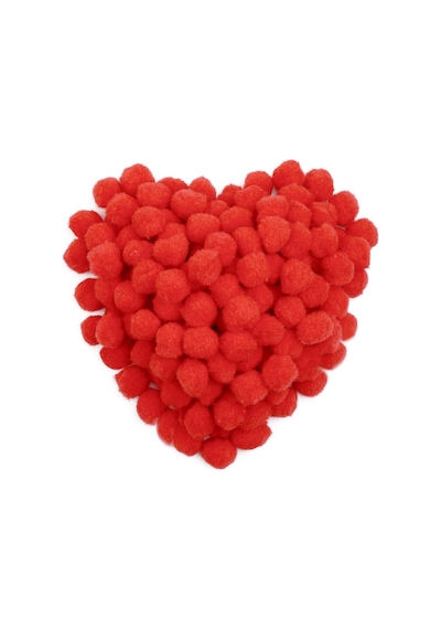 100'lü 2 Cm Kırmızı Pompom Yumuşak Ponpon Peluş
