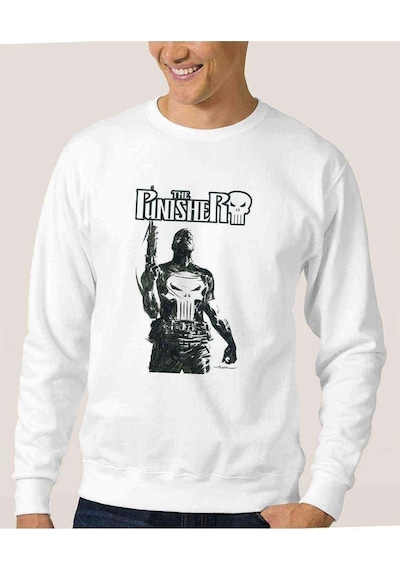 The Punisher Frank Castle Jon Bernthal Baskılı Beyaz Erkek Sweat (530947768)