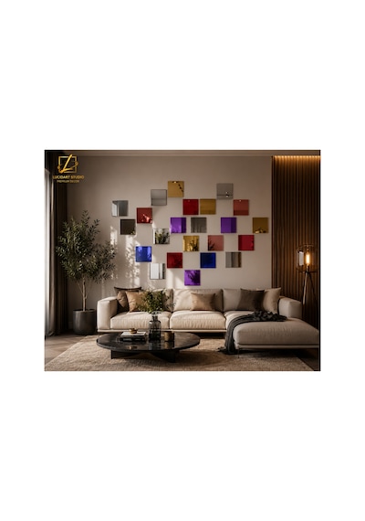 4 Adet 20x20 Dekoratif Pleksi Ayna Kendinden Yapışkanlı Duvar Aynası Gümüş Gold Rose Gold Mavi Mor Kırmızı Duvar Dekorasyonu Pleksi Ayna Mor Mor
