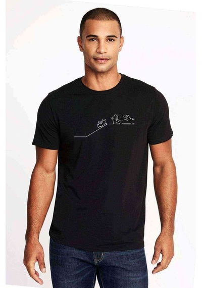 La Linea Trt Cizgi Adam Formula Baskılı Siyah Erkek Tshirt