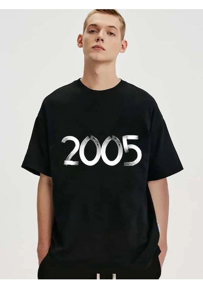 Flood Of Style Erkek Kahverengi 2005 Baskılı Bisiklet Yaka Tshirt