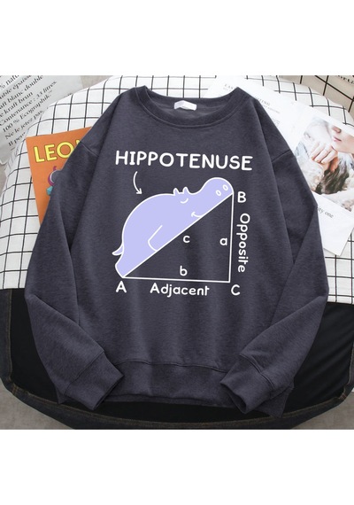 Startmore Startmoretrend Sonbahar Kazak Kadınlar İçin Hippo Matematik Sorunu Üzerinde Uyku Baskı Hoody Yumuşak P Antrasit