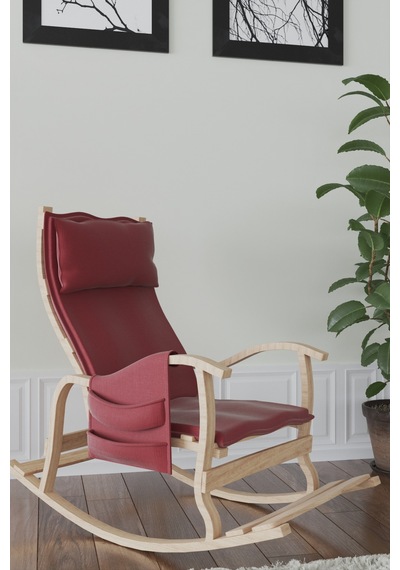 Mobildecoaş Mobildeco Sultan Ahşap Sallanan Sandalye Bordo (Doğal) Bordo