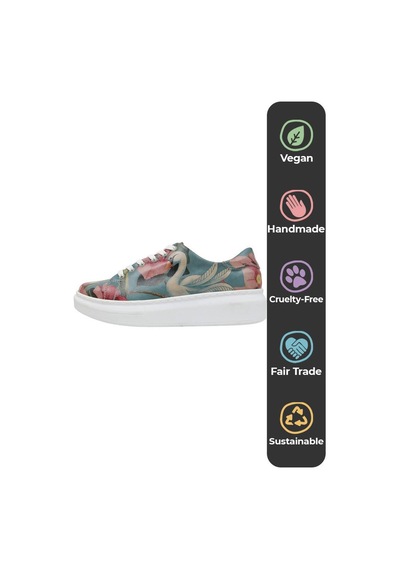 Kadın Vegan Deri Turkuaz Sneakers - Eye Candy & Soul Food Tasarım Çok Renkli