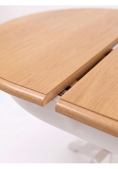 Rika Baba Ayak Oval Açılır Mutfak Masası Beyaz-natural