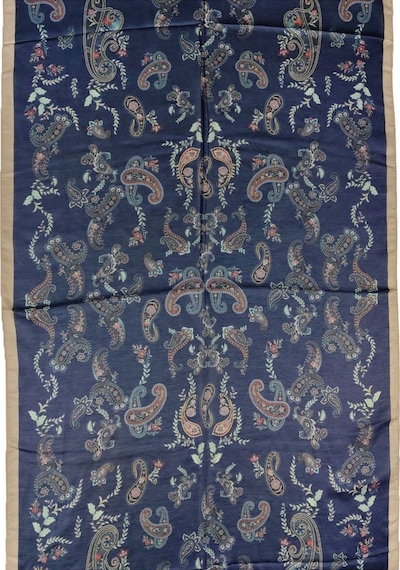 Mim Eşarp Enba Etnik Desenli Soft Pamuklu Şal 75x190 Cm Lacivert - Gold
