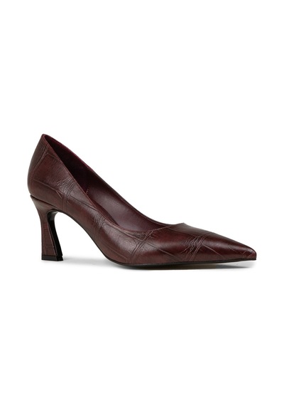 Deery Kadın Bordo Krokodil Desenli Orta Topuklu Stiletto - V4030zbrdm01 Bordo