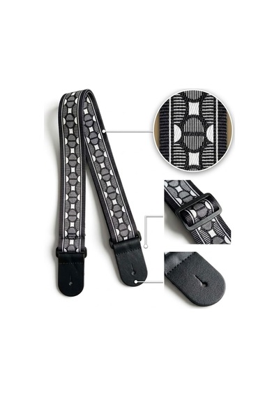 Capella Cp123 Gitar Askısı Motif Desen Deri Başlıklı