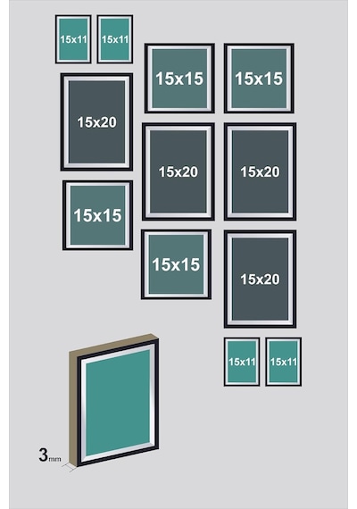 12 Parça Dekoratif Mdf Tablo Seti Çerçeve Görünümlü Dekolıadkj048