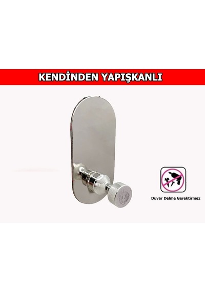 Glare İnce Belli Kendinden Yapışkanlı Askılık Tekli Oval Krom 4 Lü Paket Krom