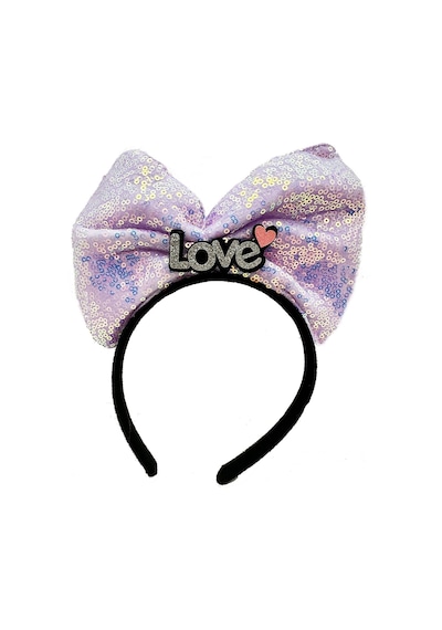 Mey İthalat Led Işıklı 3 Farklı Fonksiyonda Yanan Gümüş Love Yazılı Lila Fiyonk Taç 20x17 Cm