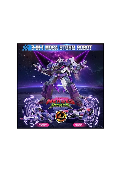 Dinoster Heroes 3'ü 1 Arada Mosa Storm Dönüştürülebilir Büyük Robot Figür Dinoster Heroes Mosa Storm