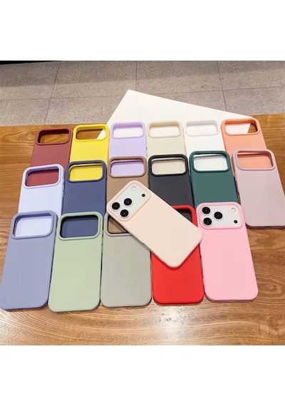 Apple Uyumlu iPhone 17 Pro Kılıf Kamera Çıkıntılı Yumuşak Silikon İçi Kadife Lansman Kapak . Pudra