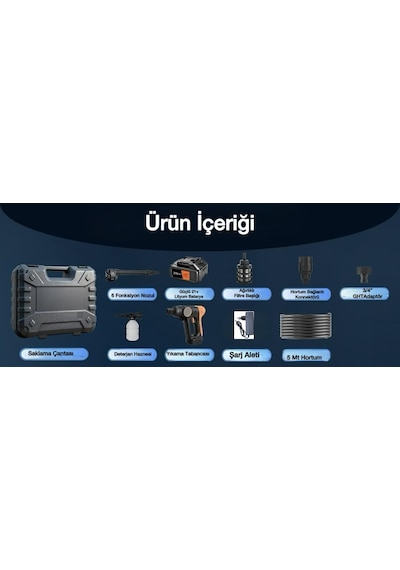 Kraft Hart Çift Akülü Şarjlı Yüksek Basınçlı Oto Yıkama Makinesi