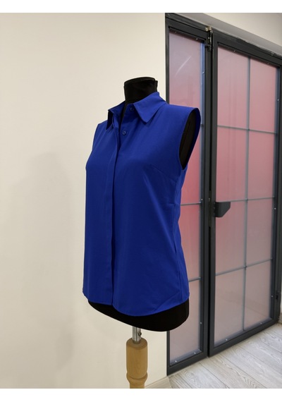 Pera Moda Sıfır Kol Mevsimlik Poplin Gömlek Saks Mavisi