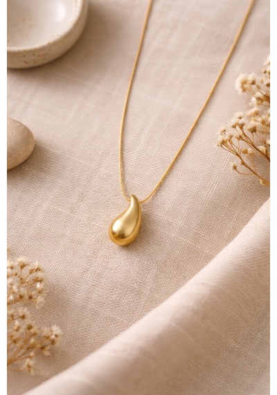 Damla Form Gold Renk Minimal Kolye Şık Ve Modern Tasarım Diğer