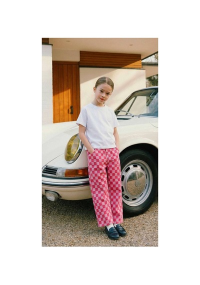 Poala Kids Damalı Ballon Jeans Pembe