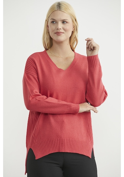 Sementa Oversize V Yaka Triko Kazak - Gül Gülkurusu