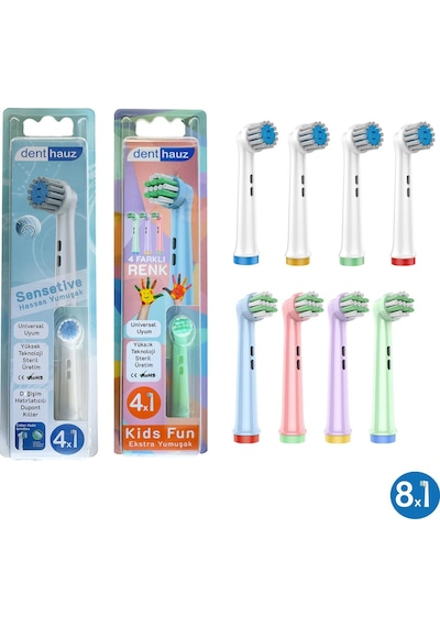 Sensetive + Kids Fun Yumuşak Oral-b Uyumlu Yedek Diş Fırçası Başlıkları