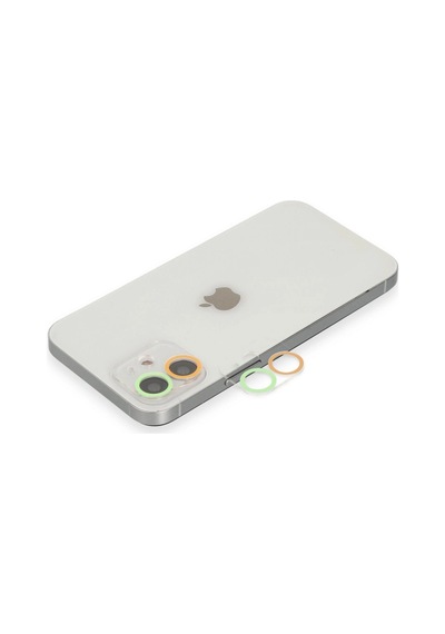 Apple iPhone  Uyumlu  12 Renkli Kamera Lens Koruma Cam - Turuncu-yeşil Çok Renkli