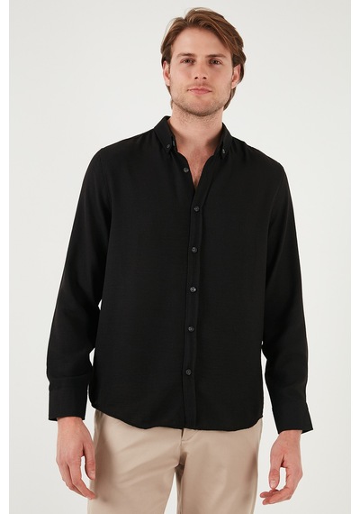 Buratti Regular Fit Uzun Kollu Düğmeli Yaka Erkek Gömlek Cf25S116777 Siyah