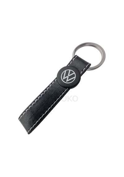 Yüksek Kaliteli Volkswagen Logolu Siyah Deri Şık Hediyelik Araç Anahtarlığı