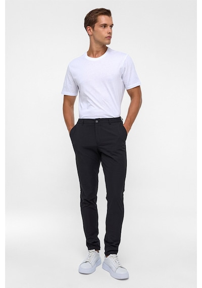 Süvari Siyah Slim Armürlü Jogger Pantolon